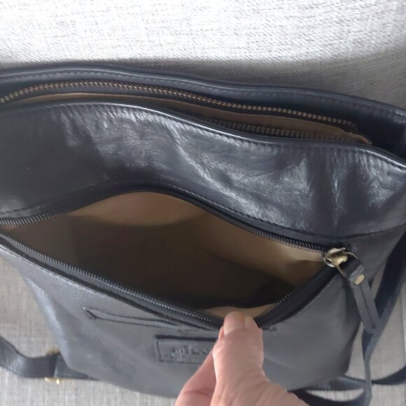 Black Milo Leather Crossbody Bag with Grey Leather Floral Appliques - Picture 5 of 8